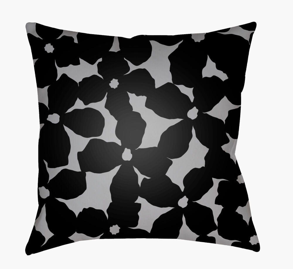 Moody Floral Accent Pillow — Black/Slate