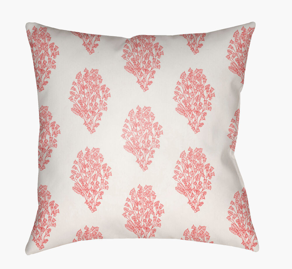 Moody Floral Accent Pillow — Coral/Dusty Pink