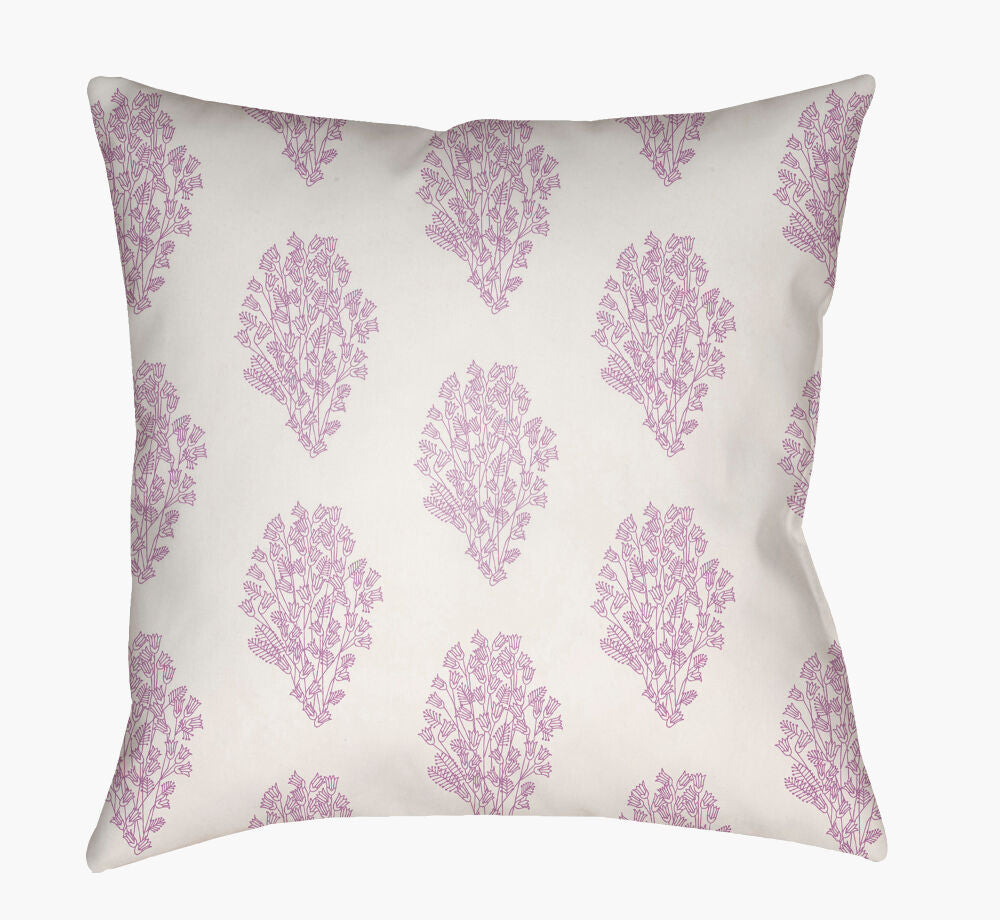 Moody Floral Accent Pillow — Lilac/White