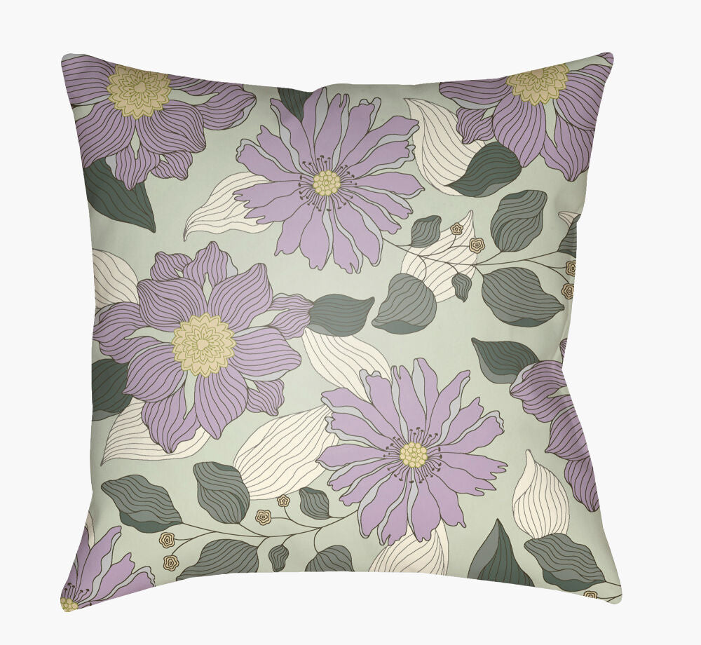 Moody Floral Accent Pillow — Lavender/Light Olive