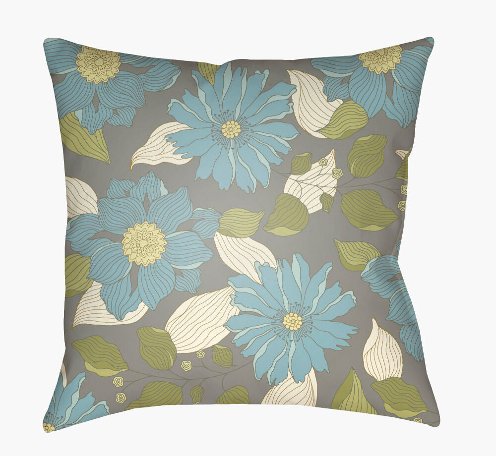 Moody Floral Accent Pillow — Gray/Light Olive