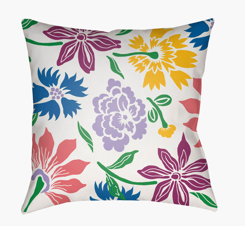 Moody Floral Accent Pillow — Blue/Green