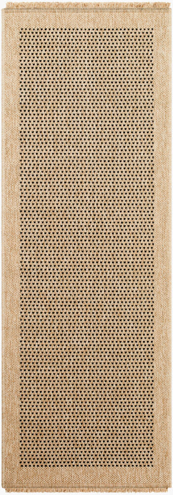 Mirage Machine Woven Rug — Black/Tan