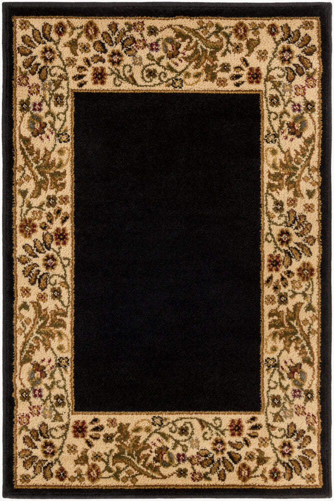Midtown Machine Woven Rug — Black/Burgandy