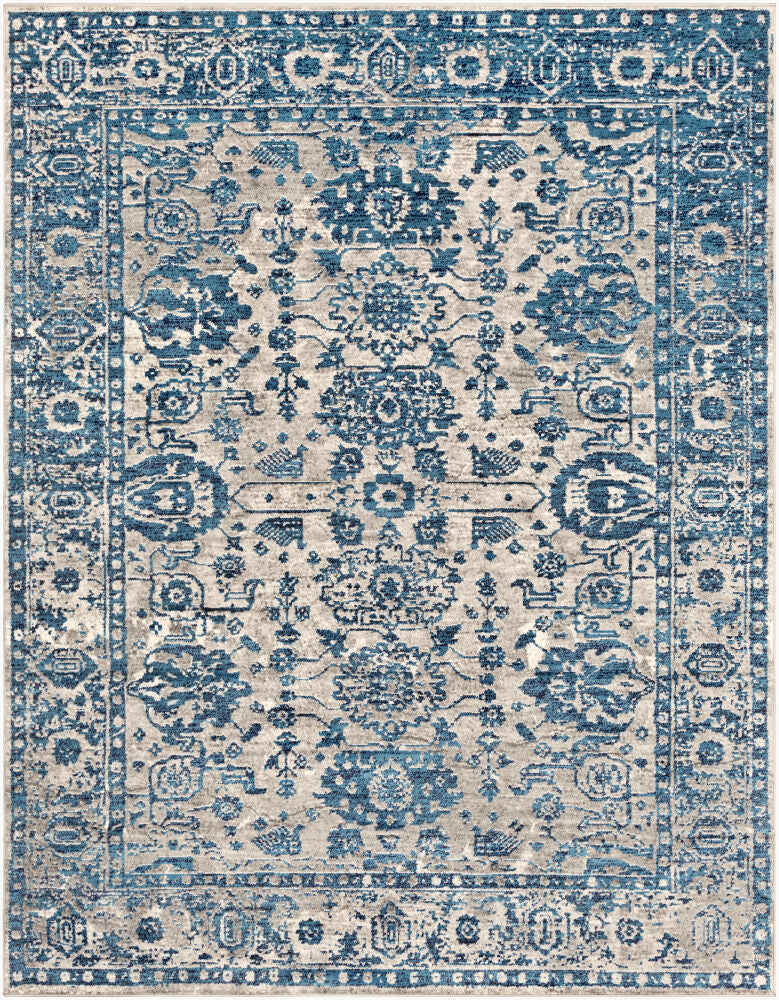 Monte Carlo Machine Woven Rug — Blue/Light Gray