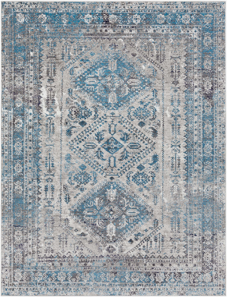 Monte Carlo Machine Woven Rug — Blue/Charcoal
