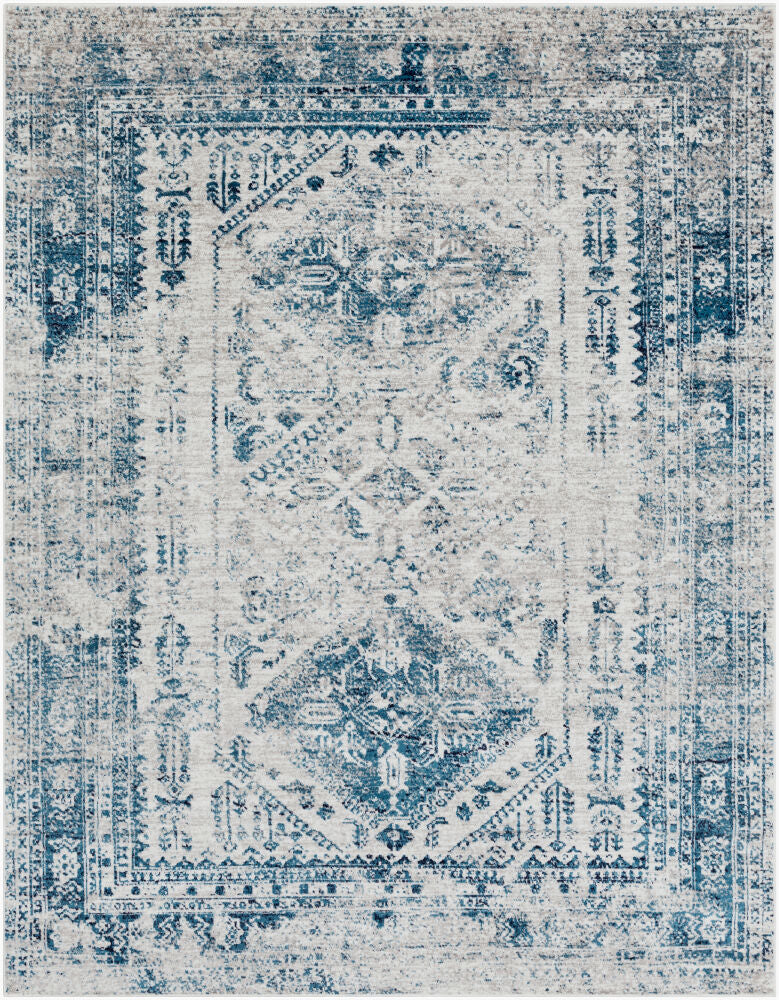 Monte Carlo Machine Woven Rug — Blue/Light Gray
