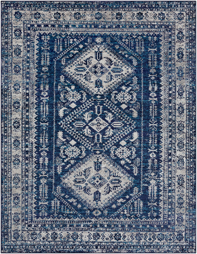 Monte Carlo Machine Woven Rug — Blue/Light Gray