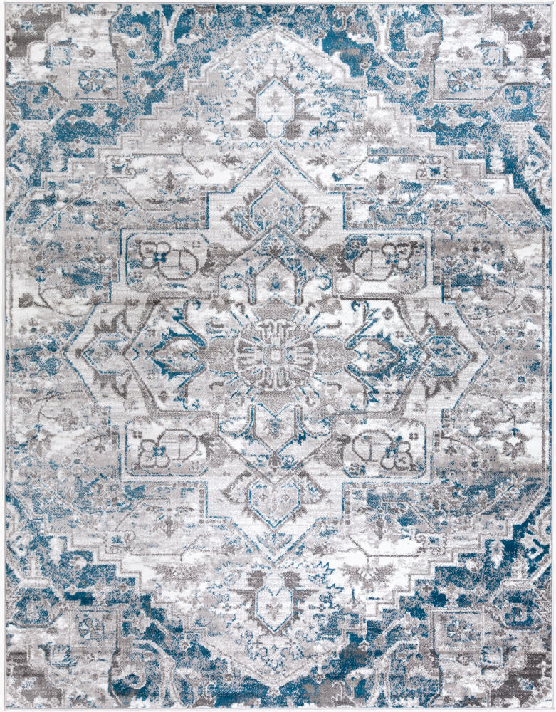 Monte Carlo Machine Woven Rug — Blue/Charcoal