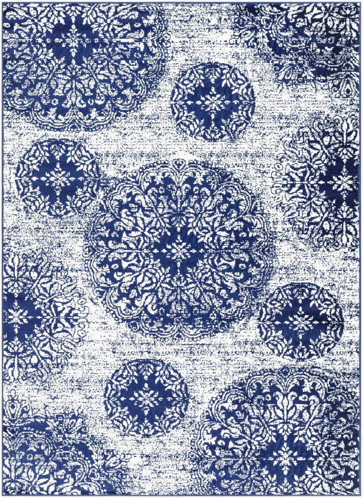 Monte Carlo Machine Woven Rug — Dark Blue/Pale Blue