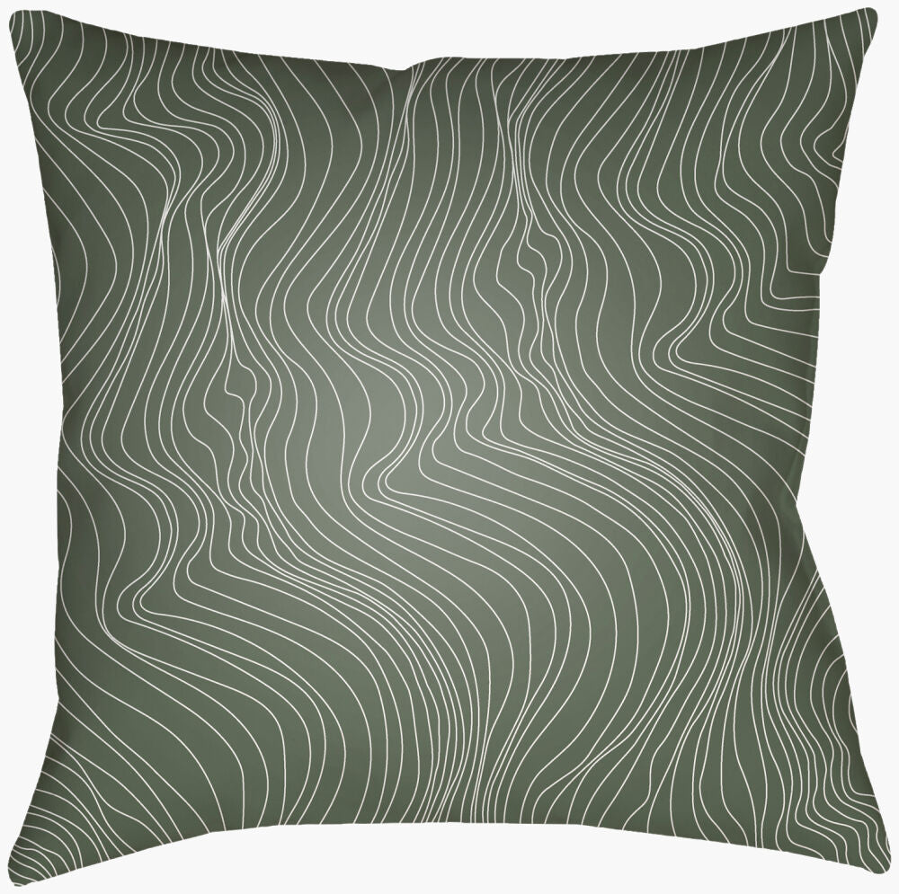 Modern Lines Accent Pillow — Olive/White