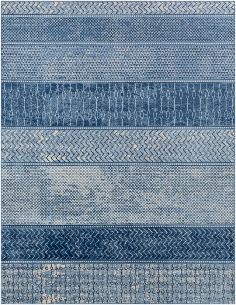 Monaco Machine Woven Rug — Denim/Ivory