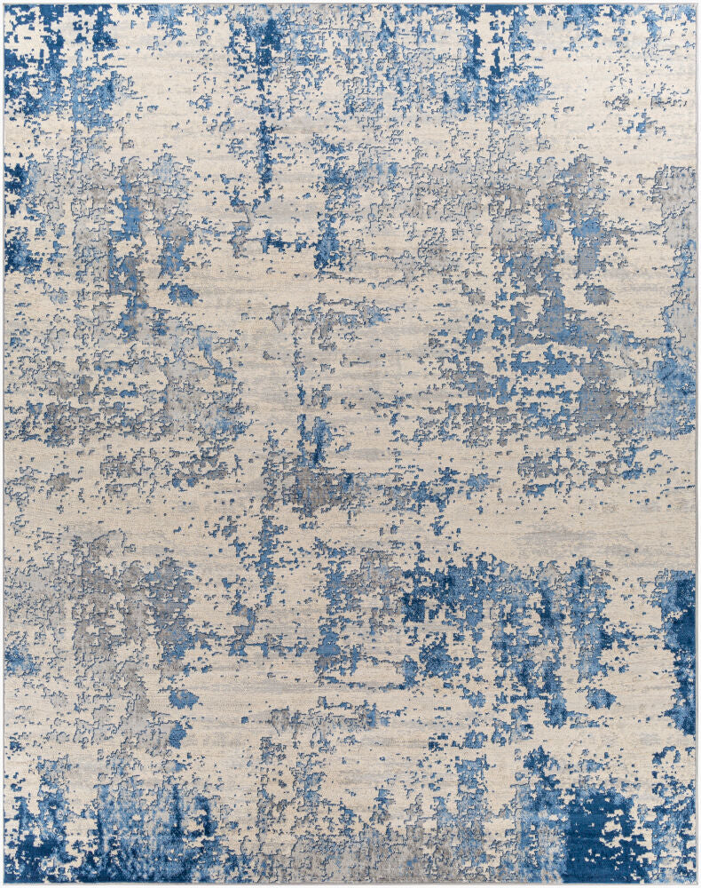 Monaco Machine Woven Rug — Blue/Cream