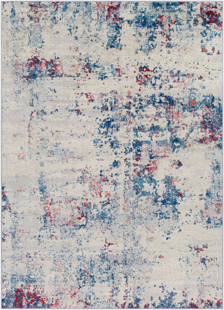 Monaco Machine Woven Rug — Blue/Burgandy