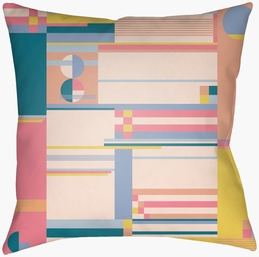 Memphis Geo Accent Pillow — Dusty Coral/Grass Green