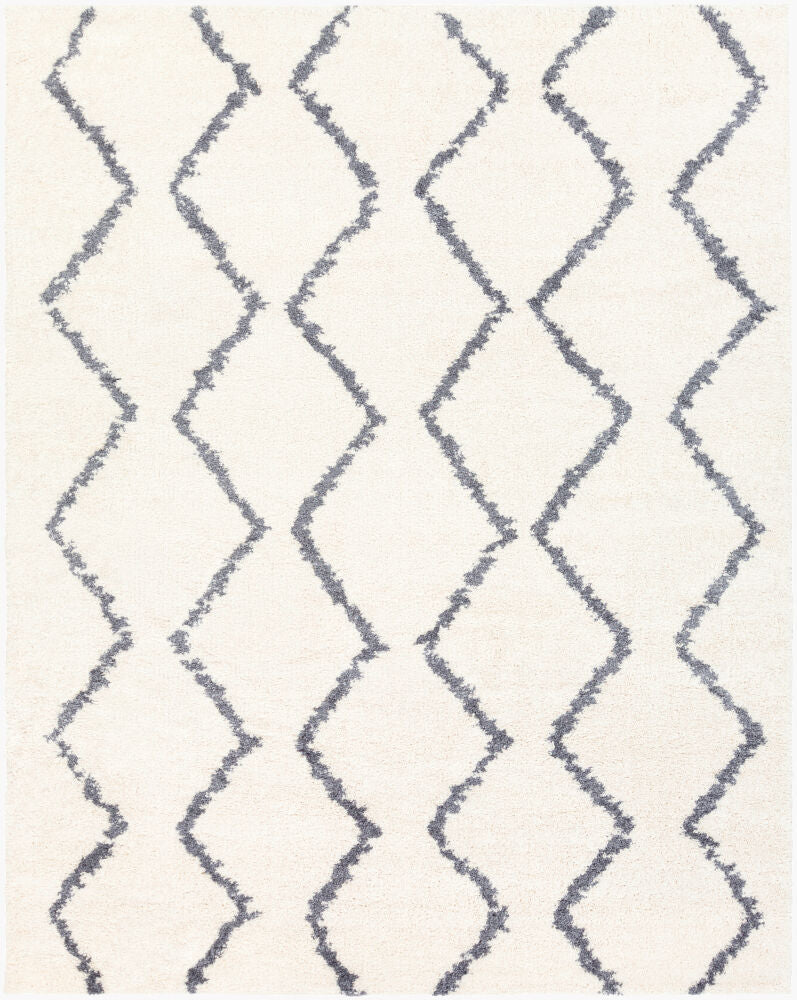 Maroc Shag Machine Woven Rug — Gray/White