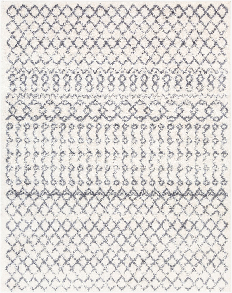 Maroc Shag Machine Woven Rug — Gray/White