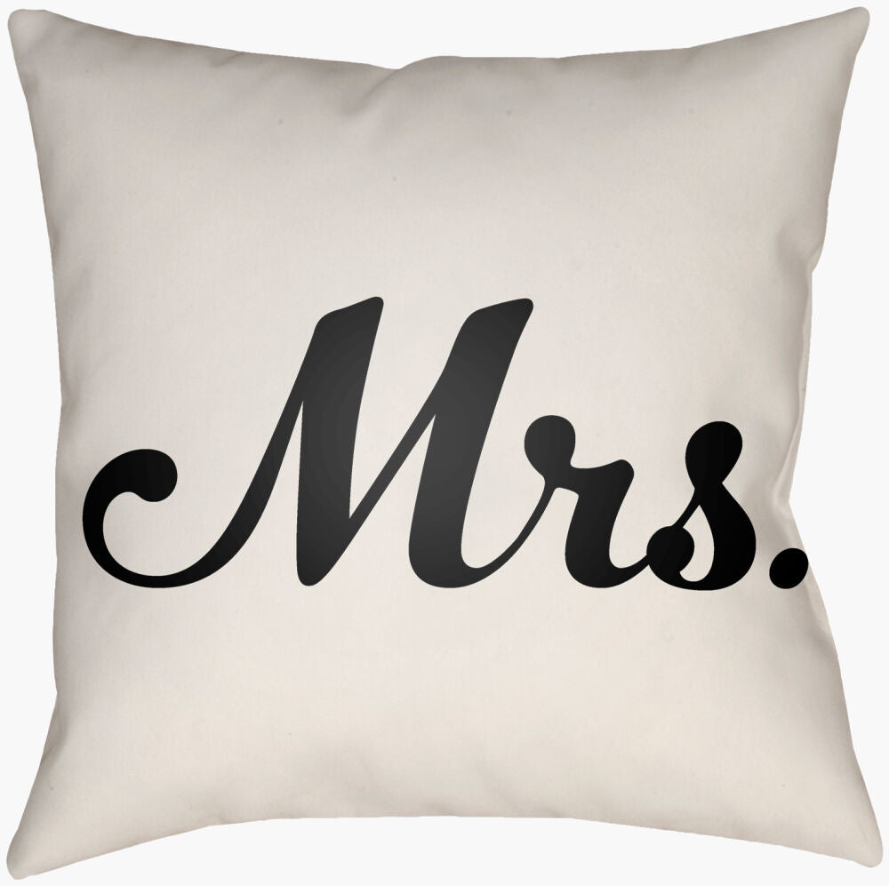 Mr & Mrs Accent Pillow — Black/Ivory