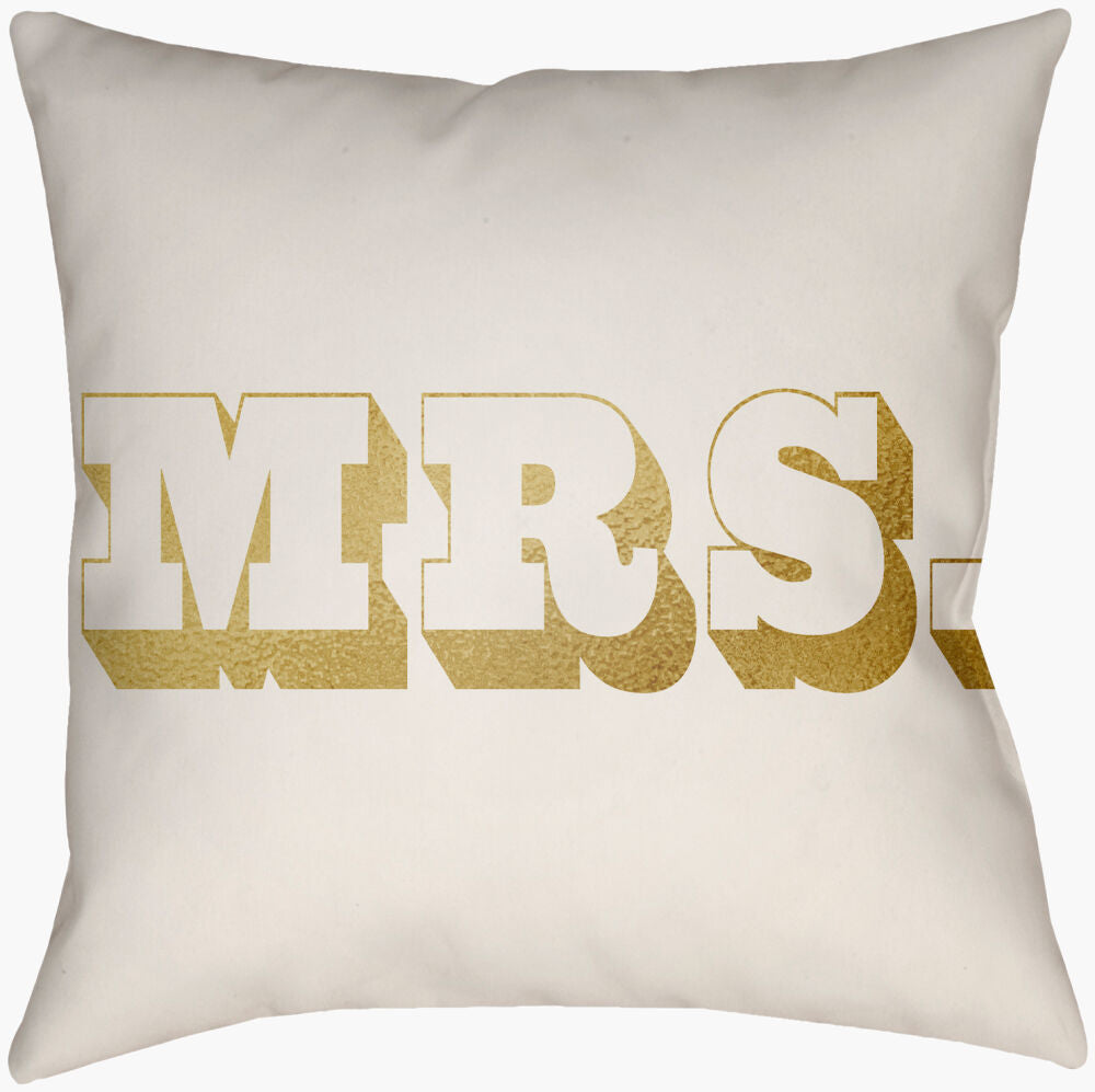 Mr & Mrs Accent Pillow — Ivory/Metallic Gold