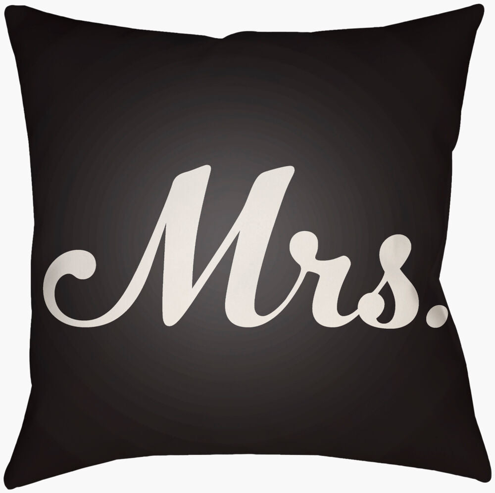 Mr & Mrs Accent Pillow — Black/Ivory