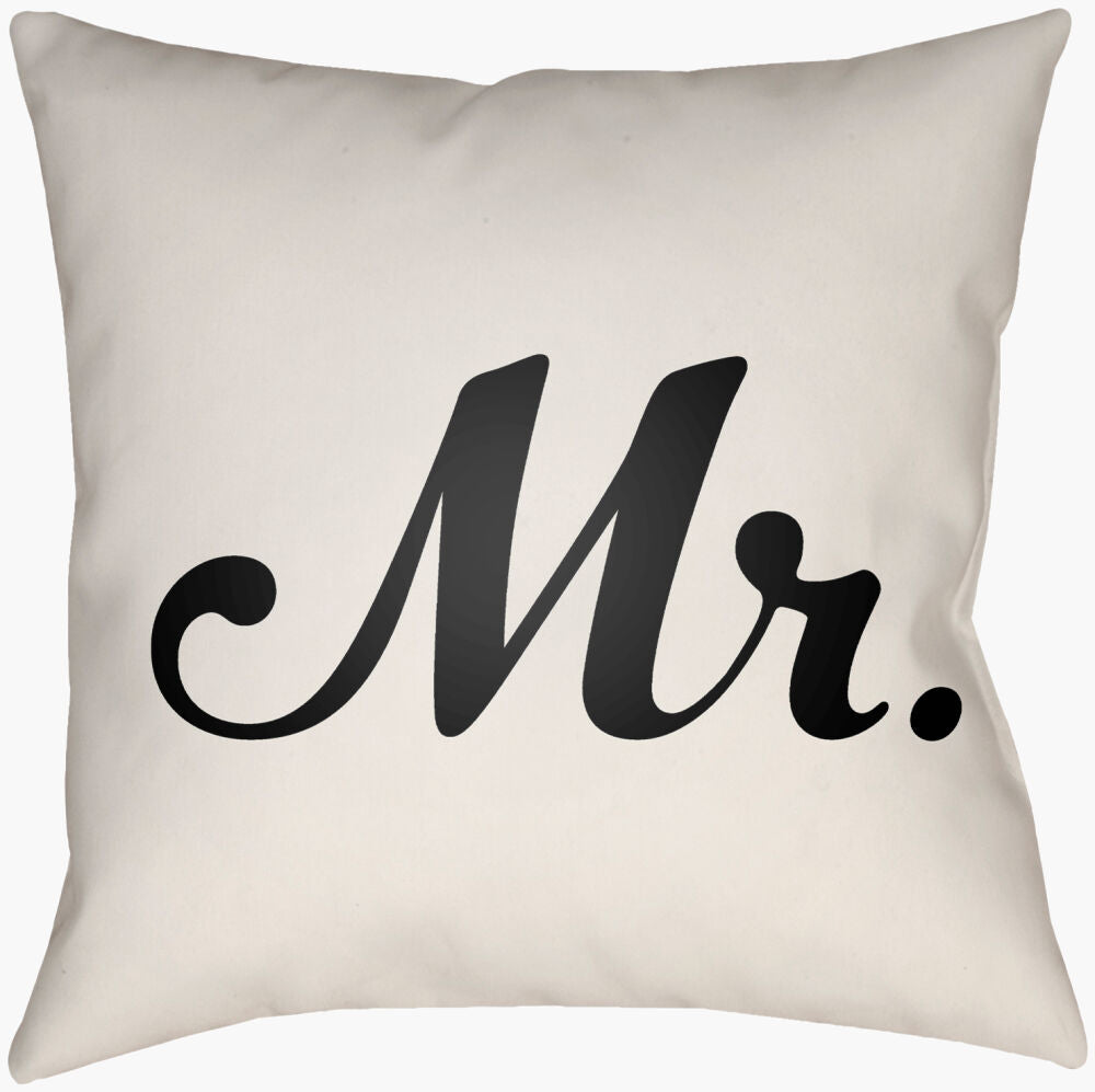 Mr & Mrs Accent Pillow — Black/Ivory