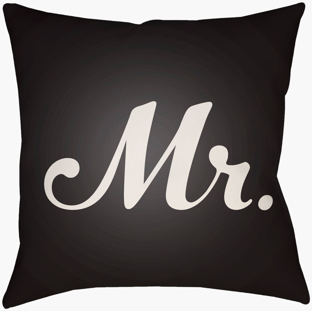 Mr & Mrs Lumbar Pillow — Black/Ivory