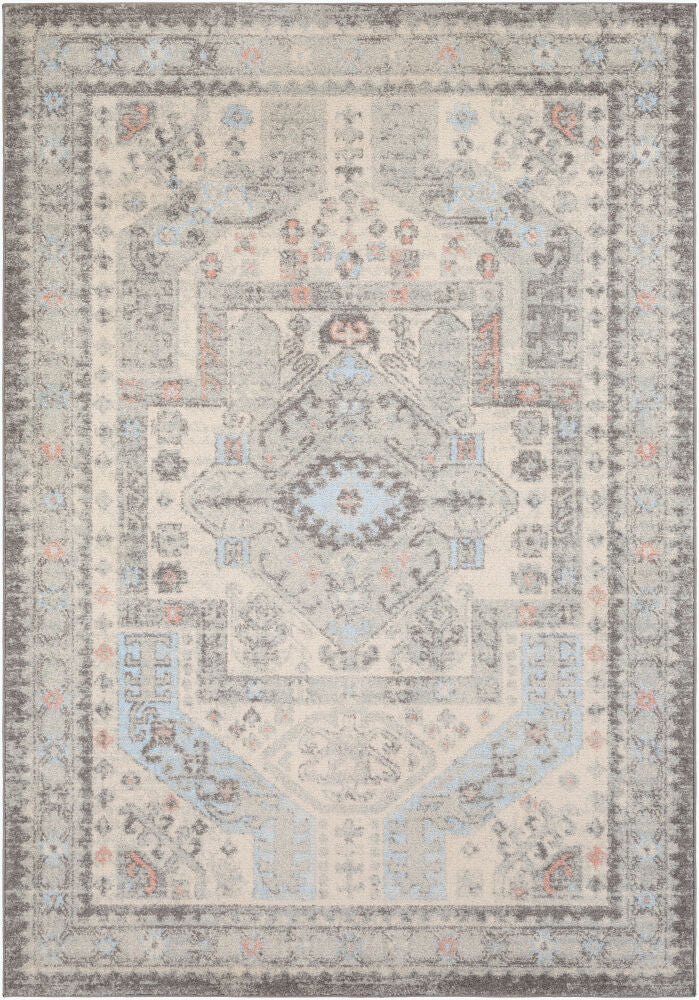 Murat Machine Woven Rug — Charcoal/Dusty Pink