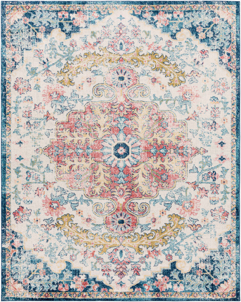 Murat Machine Woven Rug — Aqua/Burgandy