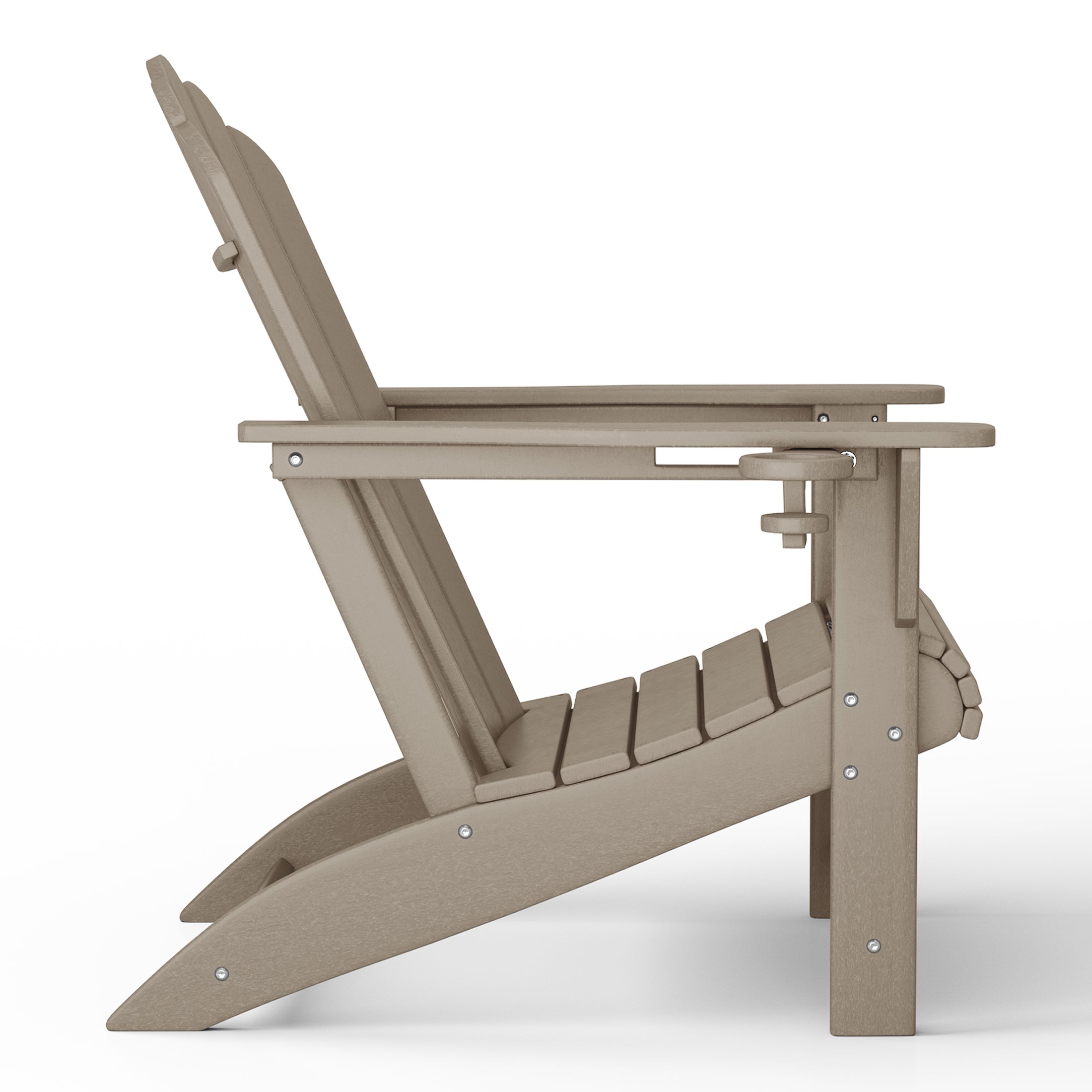 Tahoe All-Weather Outdoor Poly Adirondack Chair with Retractable Cup Holder Weathered Wood Seahawk Designs Adirondack Chairs