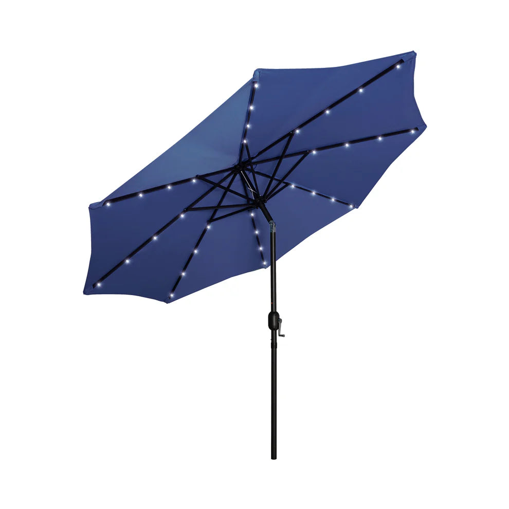 Kona 9ft Market Umbrella with Solar LED Lights Navy Blue Seahawk Designs Patio Umbrellas