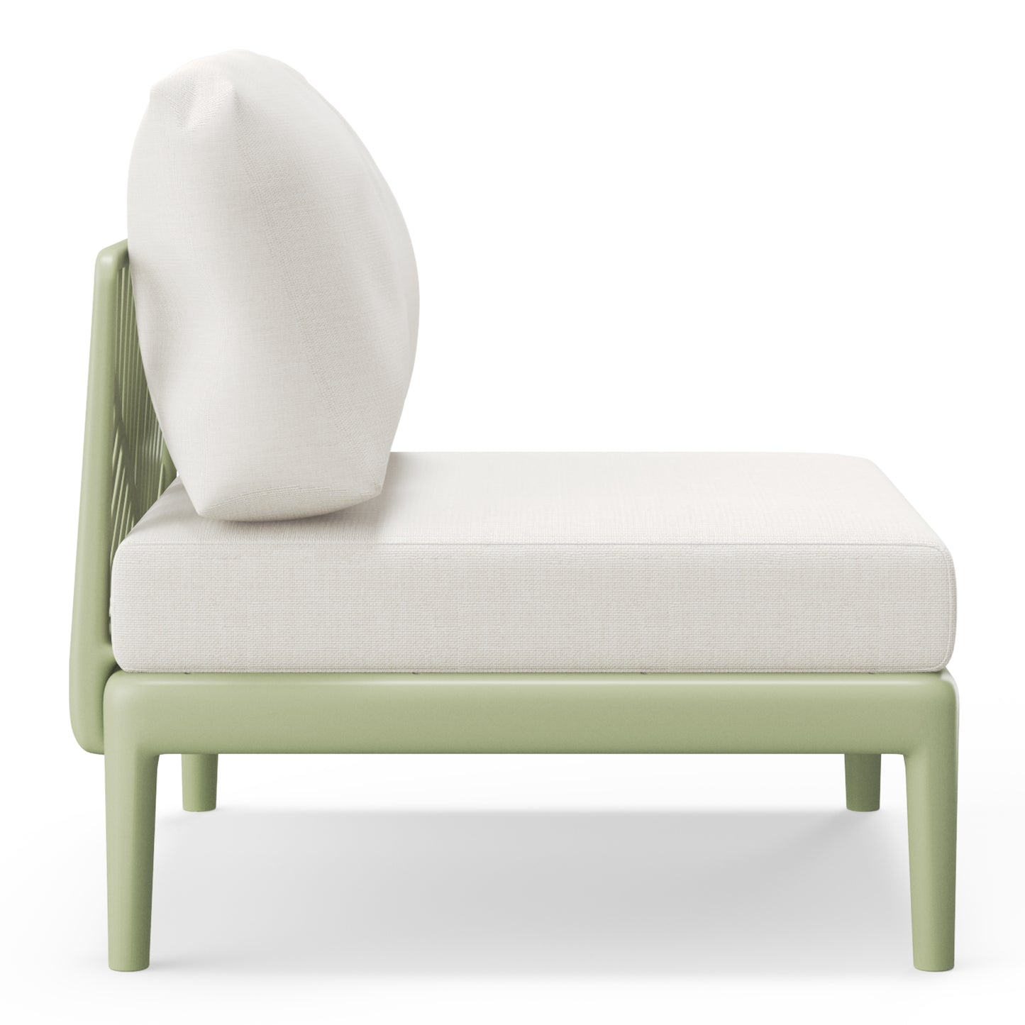 Polyform Deep Seating Armless Chair with Cushions Green Beige Seahawk Designs Patio Chairs