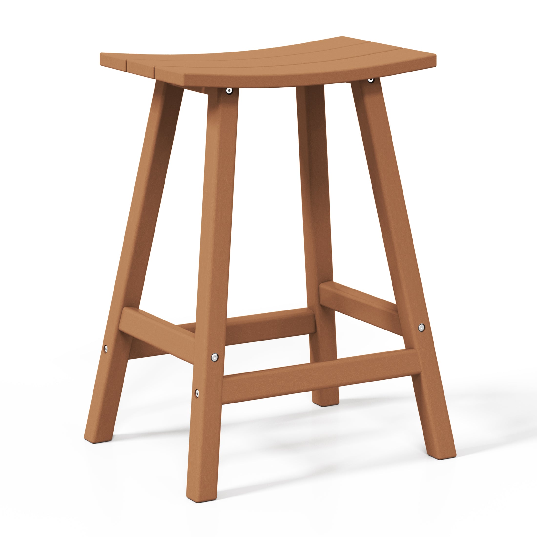 Stockholm All-Weather Outdoor Saddle Counter Stool (24" Height) Teak Seahawk Designs Patio Bar & Counter Stools