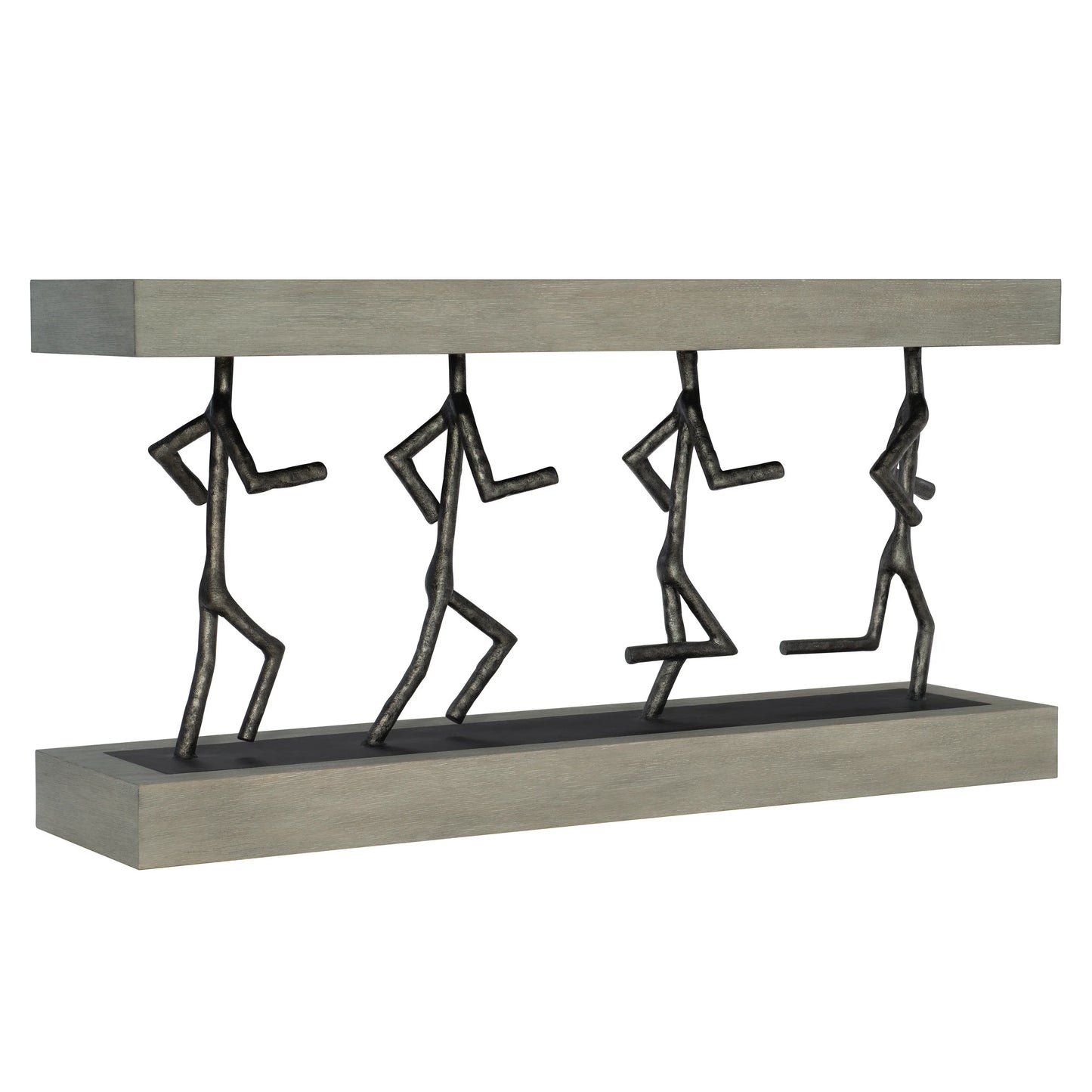 Bernhardt Theo Console Table — Cast Iron Figures, Cerused Oak Bernhardt Console Table
