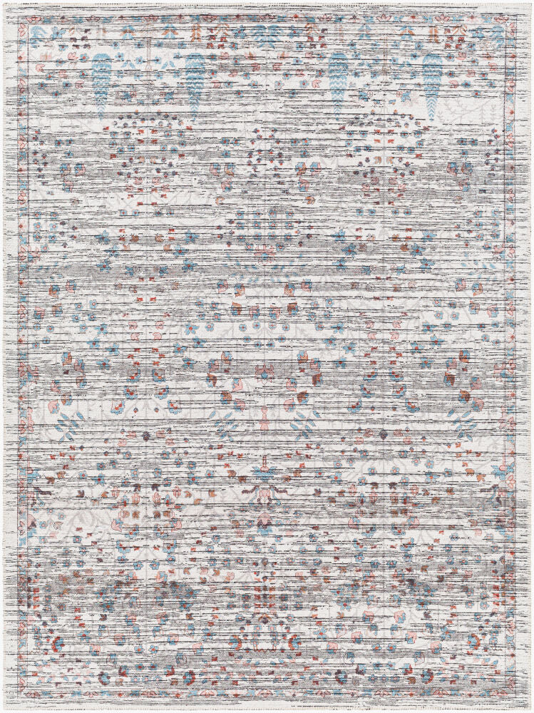 Nolita Machine Woven Rug — Aqua/Burgandy