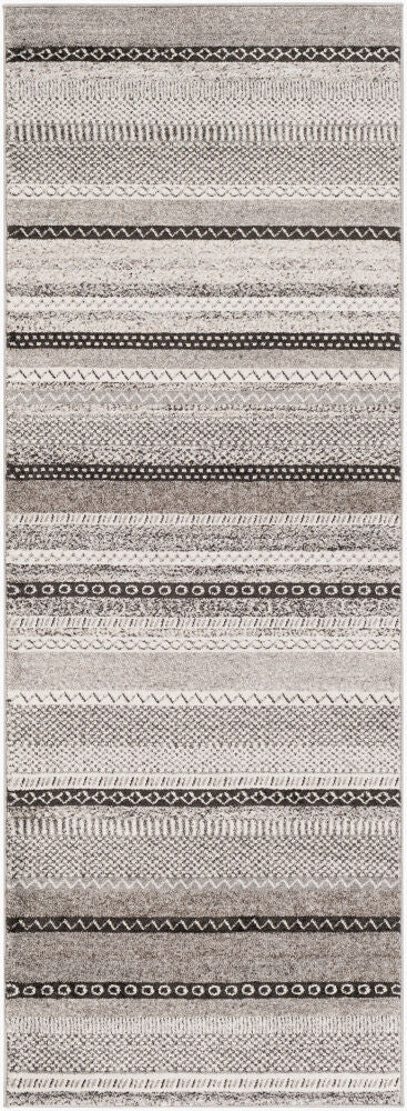 Nepali Machine Woven Rug — Black/Cream