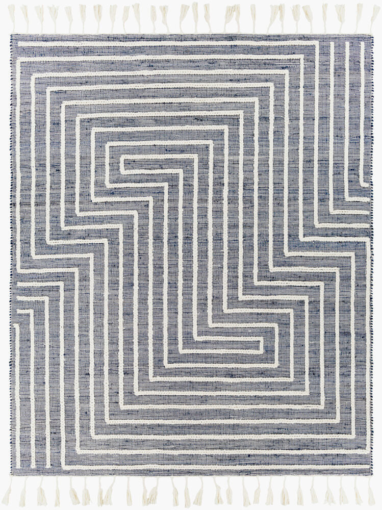 Norwood Handmade Rug — Cream/Ink Blue