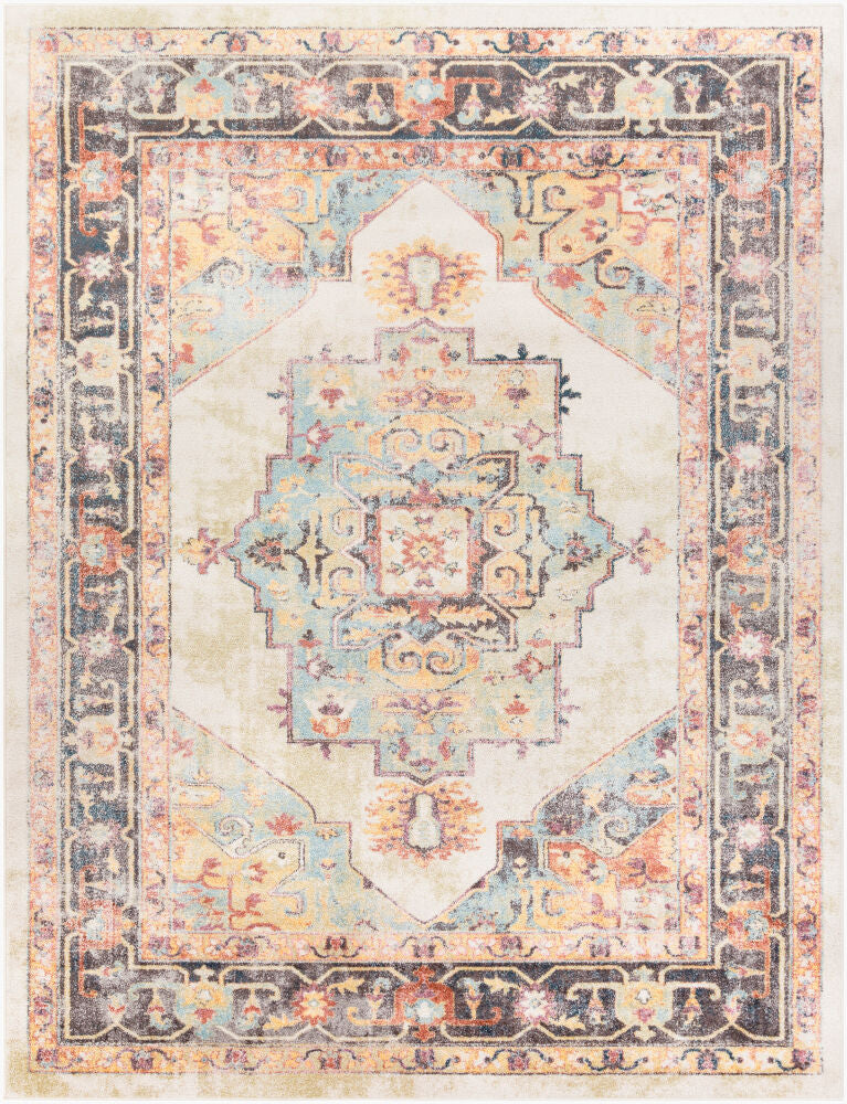 New Mexico Machine Woven Rug — Blue/Charcoal