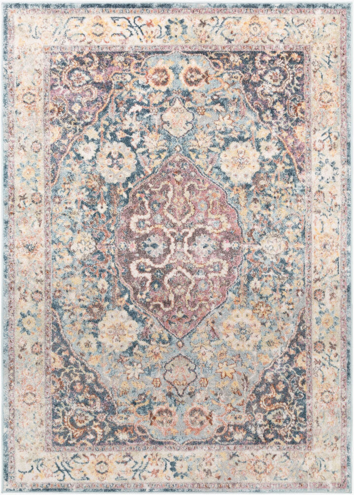 New Mexico Machine Woven Rug — Blue/Charcoal