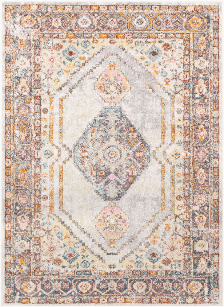 New Mexico Machine Woven Rug — Blue/Burnt Orange