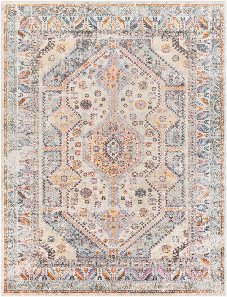 New Mexico Machine Woven Rug — Blue/Burnt Orange