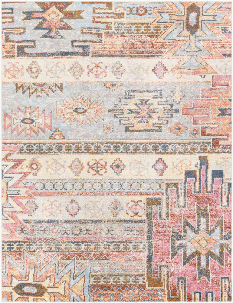 New Mexico Machine Woven Rug — Blue/Burnt Orange