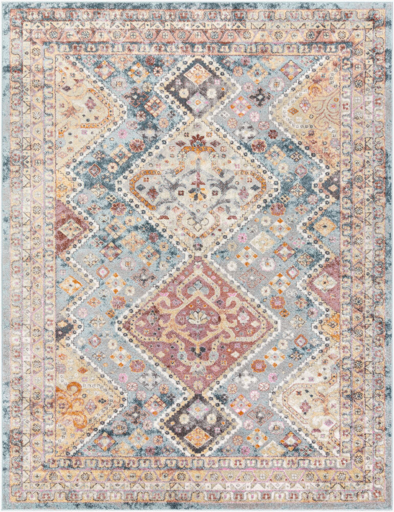 New Mexico Machine Woven Rug — Blue/Burnt Orange