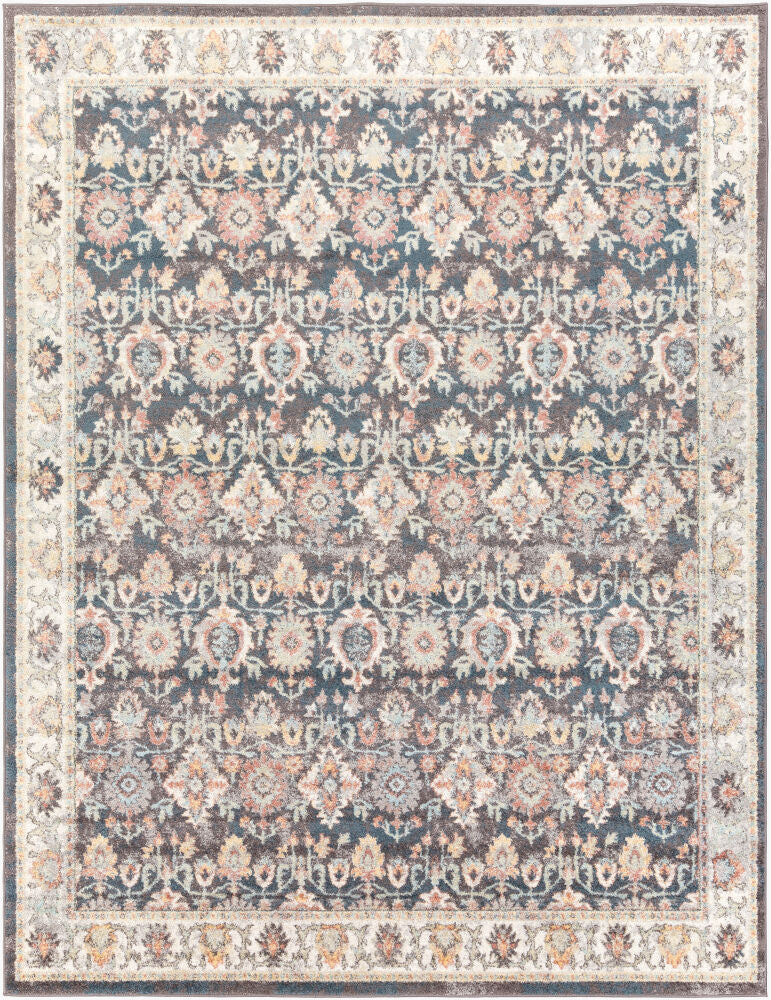 New Mexico Machine Woven Rug — Blue/Charcoal