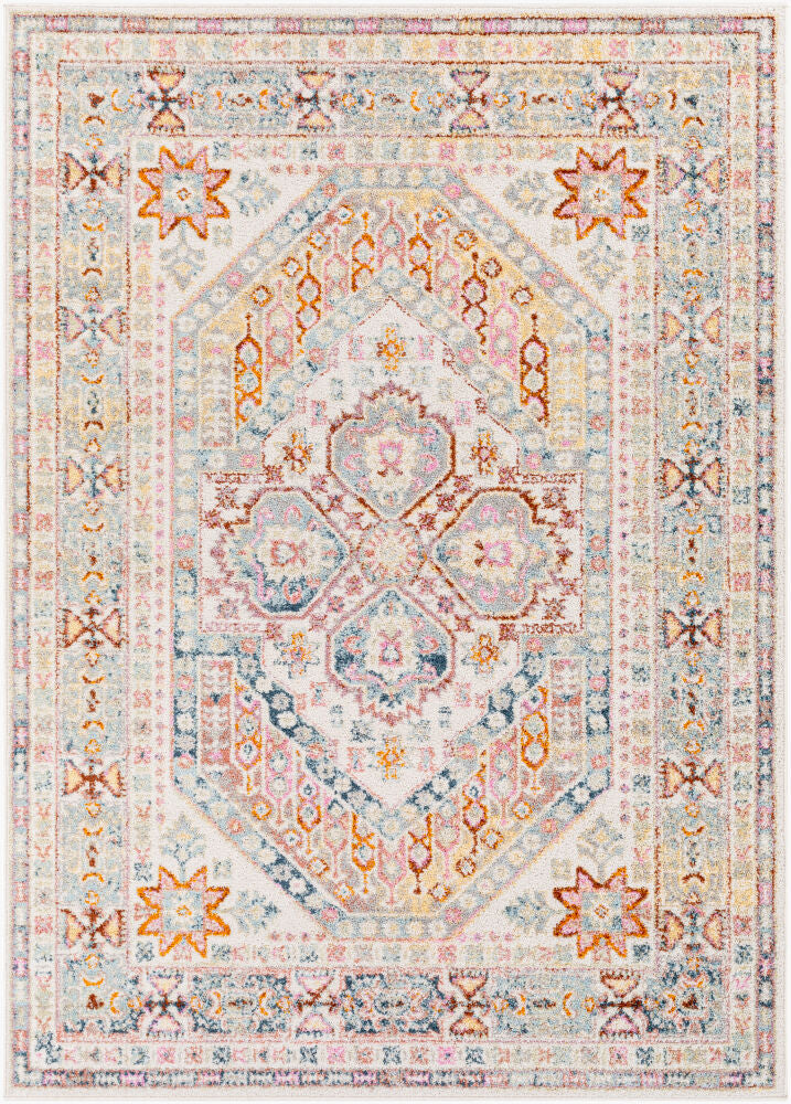 New Mexico Machine Woven Rug — Blue/Burnt Orange