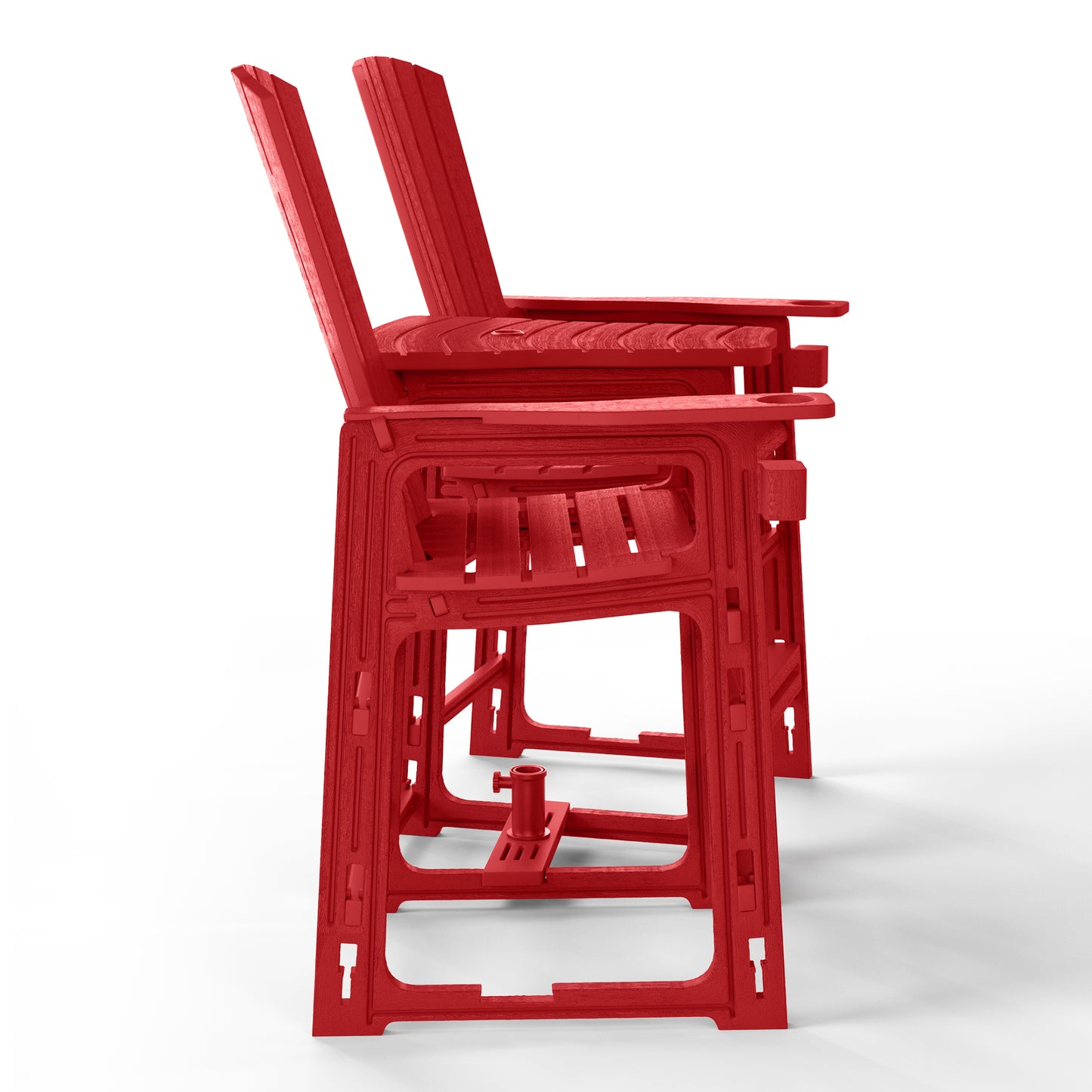 Snap’n Lock Adirondack Balcony Two-Chair Set with Connecting Wedge Table (No Tools or Hardware Required) Red Seahawk Designs Patio Chairs