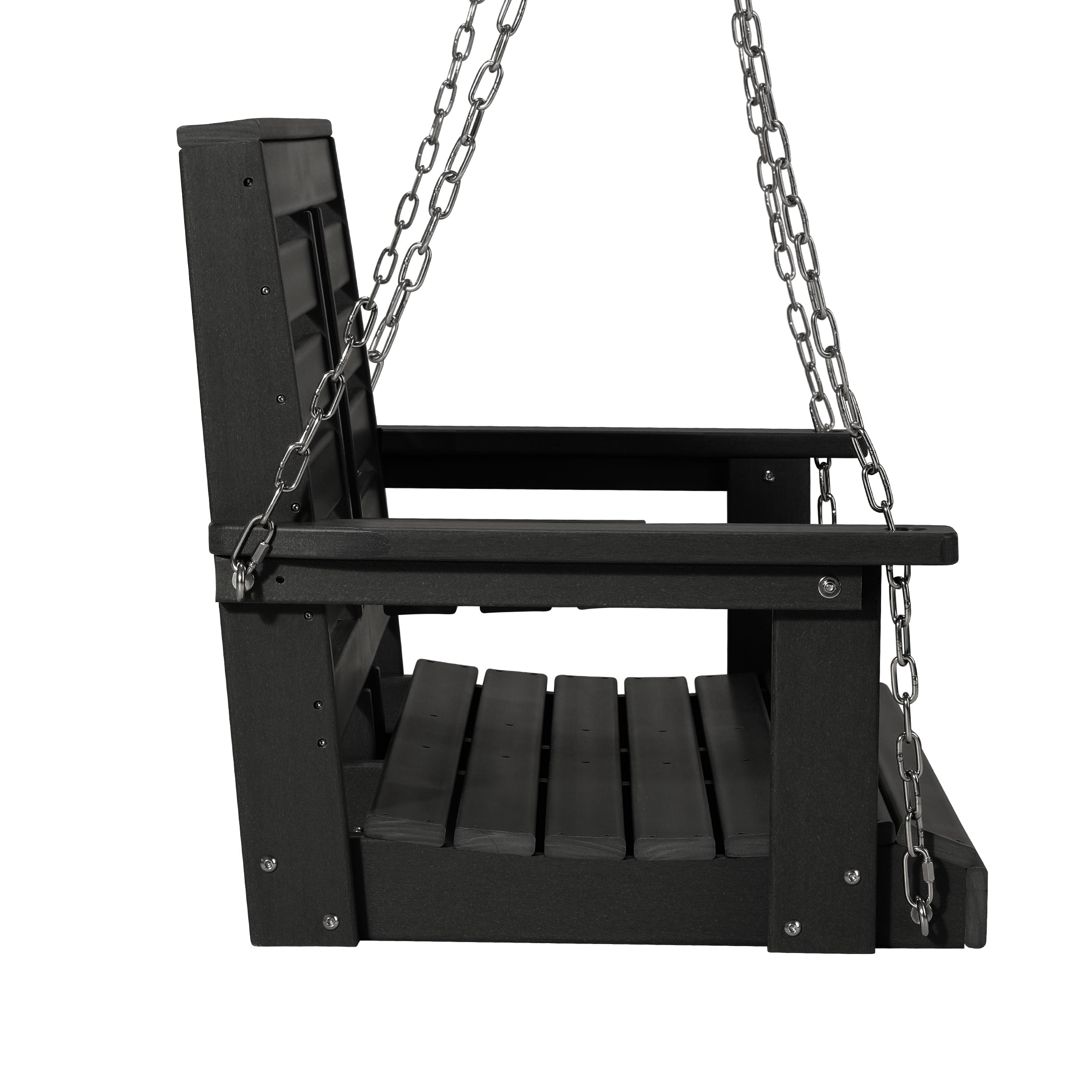 Charleston 54" Porch Swing with Folding Cup Holder Black Seahawk Designs Porch Swings