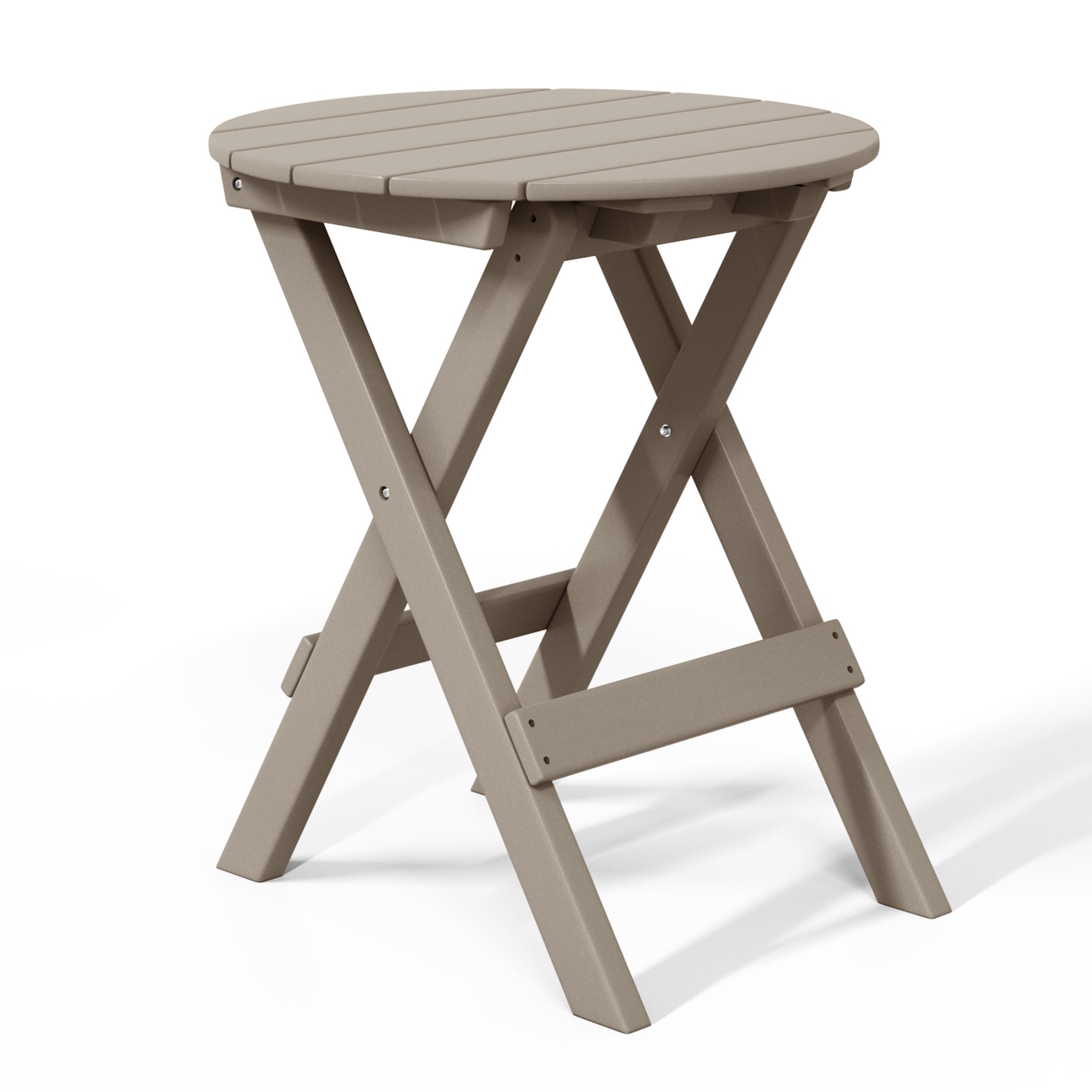 Tuscany All-Weather Outdoor Patio Round Folding Dining Table (24" Top) Weathered Wood Seahawk Designs Patio Dining Tables