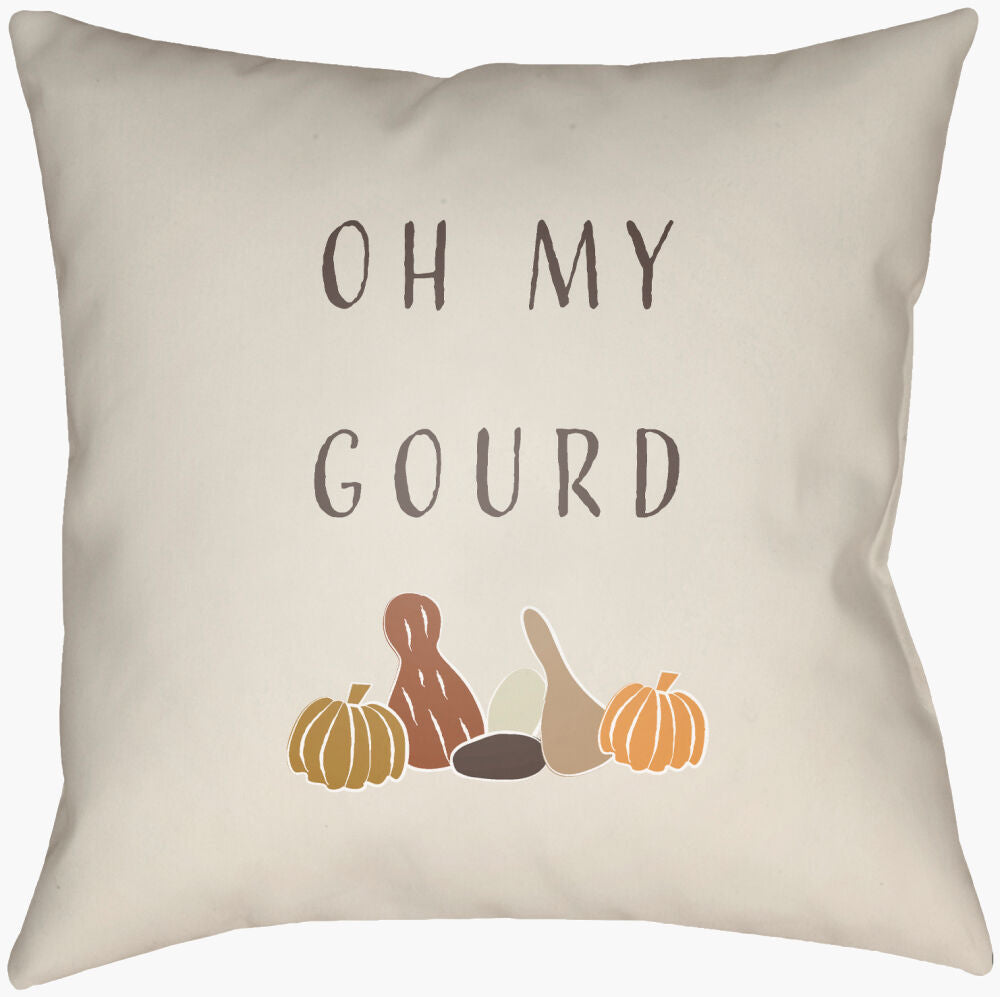 Oh My Gourd Accent Pillow — Amber/Beige