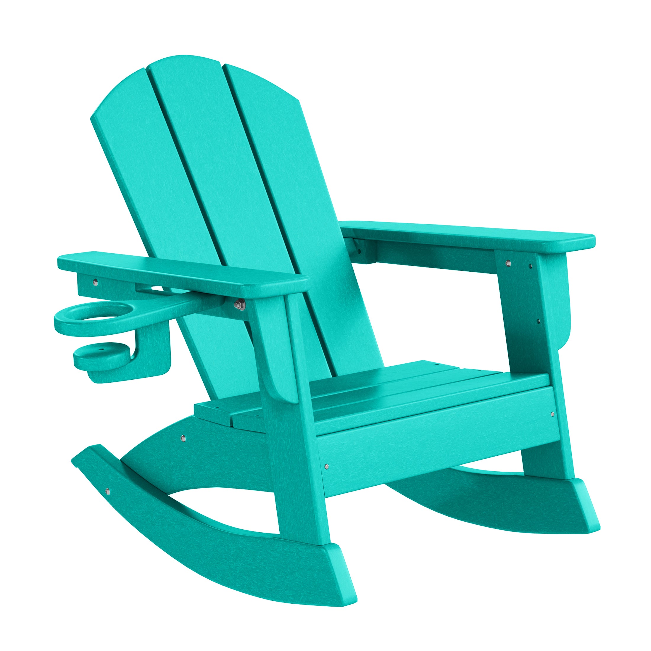 Tiny Terraces Kids Adirondack Rocking Chair with Cup Holder (Set of 2) Turquoise Seahawk Designs Kids Patio Rocking Chairs