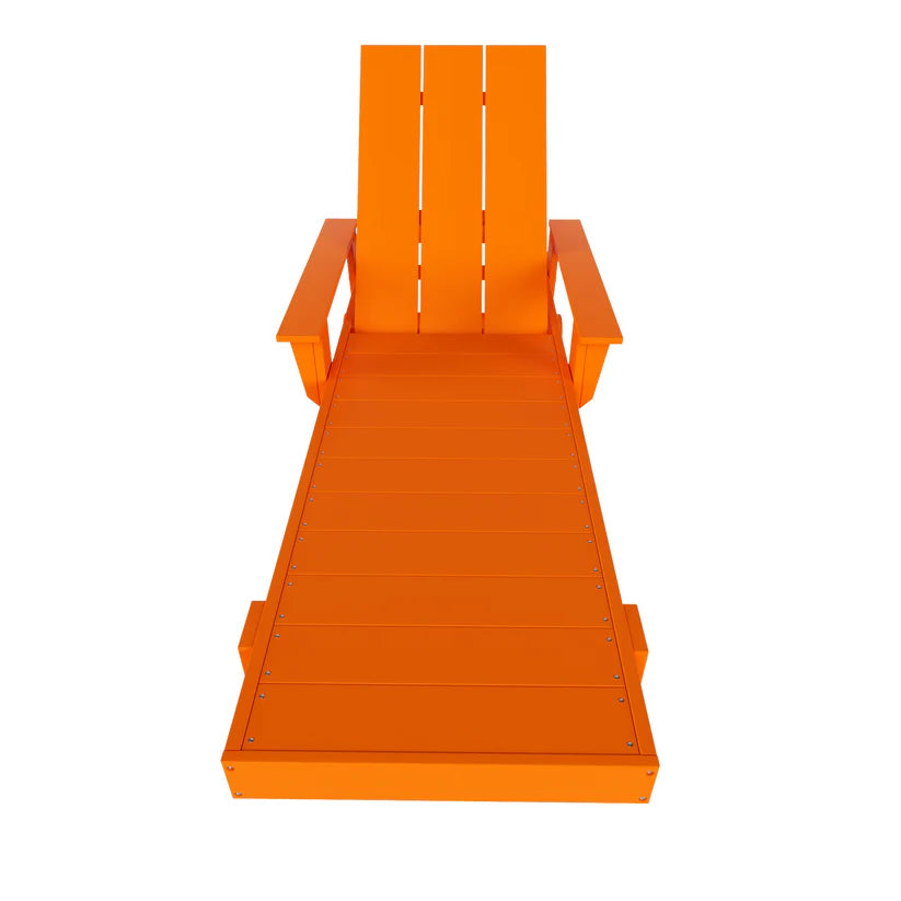 Malibu Modern All-Weather Outdoor Reclining Sun Lounger With Arm Rests & Wheels Orange Seahawk Designs Patio Chaise Lounges